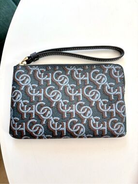 NWOT Coach canvas wristlet wallet blue retail $98